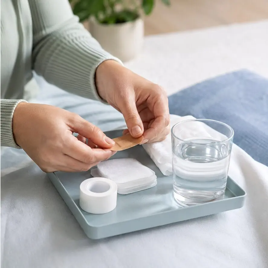 Preparazione domestica di materiale per una semplice medicazione